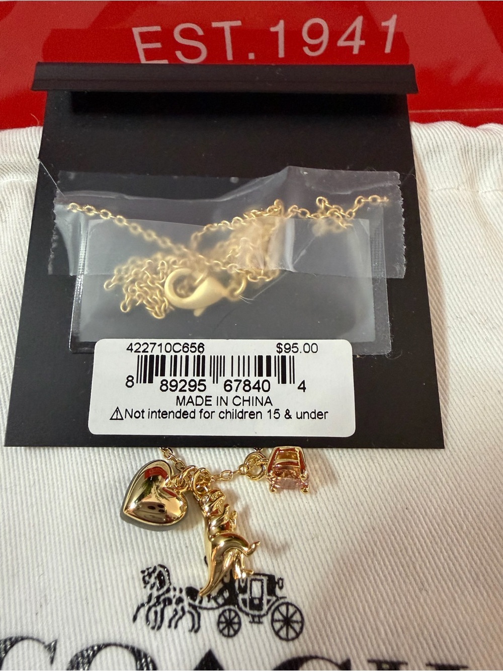 Coach Charm (featuring Rexy) Necklace (NWT) - Picture 3 of 4
